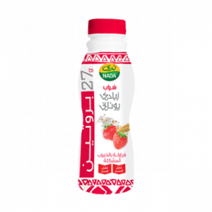 شراب الزبادي اليوناني بنكهة الفراولة وحبوب الأفطار – 330 مل