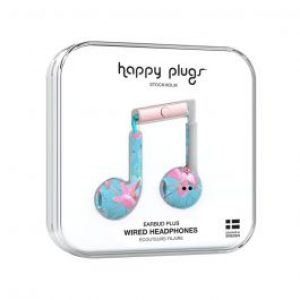 سماعة داخل الأذن سلكية Happy Plugs Earbud Plus Stylish من هابي بلجز – أخضر بنقش من الورود