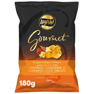 Lay's Gourmet Vintage Cheddar and Caramelized Onion Potato Chips 180g