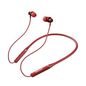 Lenovo Bluetooth Wireless Neckband Earphone Sports Earbuds HE05, Red