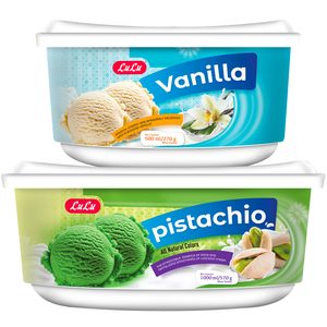 Lulu Ice Cream Pistachio 1Litre + Vanilla 500ml