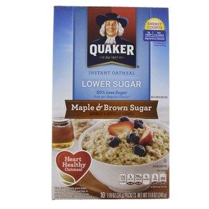 Quaker Instant Oatmeal Lower Suger Maple And Brown Suger 340g