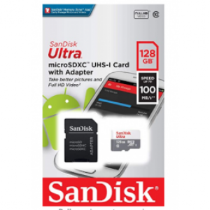 SD سانديسك بطاقة ذاكرة الترا 128 جيجابايت مع محول (SDSQUNR-128G-GN3MA)