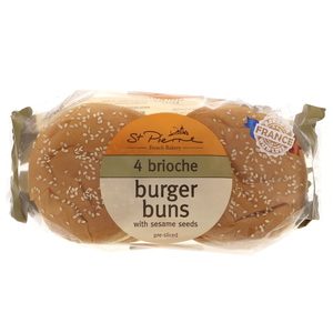 St Pierre Brioche Burger Buns With Sesame Seeds 4Pcs