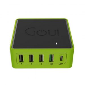 جووي منصة شحن خمسة مخارج, 36 واط, أسود, G-60WUSBPDL