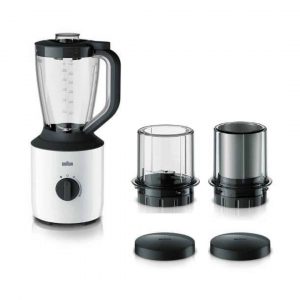 خلاط باور بلند مع مطحنتين من براون لتحضير الطعام والعصير , BRJB3123WH