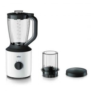 خلاط باور بلند من براون مع مطحنتين مع مطحنة لتحضير الطعام والعصير , JB3115WH