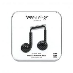سماعات Happy Plugs Earbud Plus السلكية العصرية من هابي بلغز - ألياف الكربون