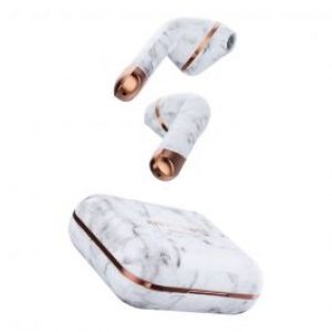 سماعة الرأس اللاسلكية بالكامل Happy Plugs Air 1 - أبيض رخامي (إصدار محدود)