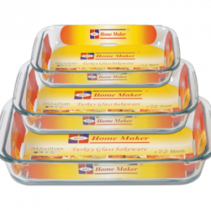 صينية فرن هوم ميكا مستطيلة 3حبه