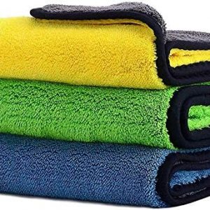 منشفة تجفيف السيارة، قماش للتنظيف ، 40×30 سم عبوة من 3 قطع، الوان متعددة