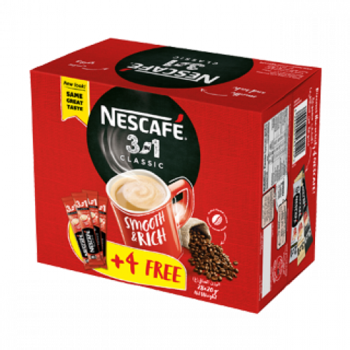 قهوة 3 في 1 كلاسيك سريعة التحضير – 24 + 4 مجاناً × 20 غرام