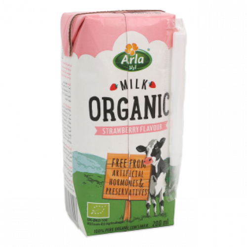 حليب عضوي بنكهة الفراولة – 200 مل