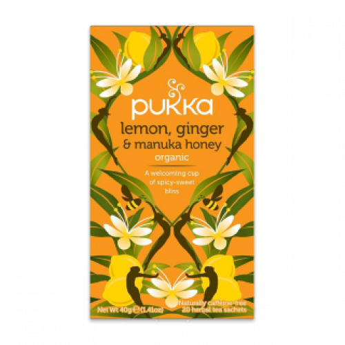 شاي عضوي عشب الليمون والزنجبيل وعسل مانوكا – 20×2 غرام